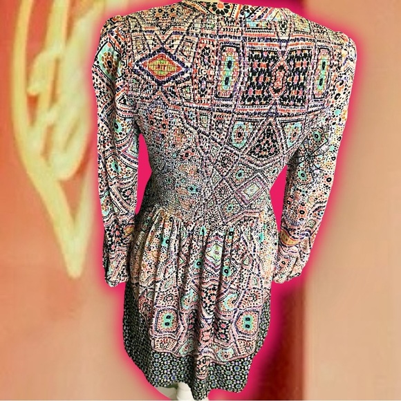 NWOT Maeve by Anthropologie Smocked Button Up ‘Tiled Amethyst’ Dress Size XS - Picture 10 of 16